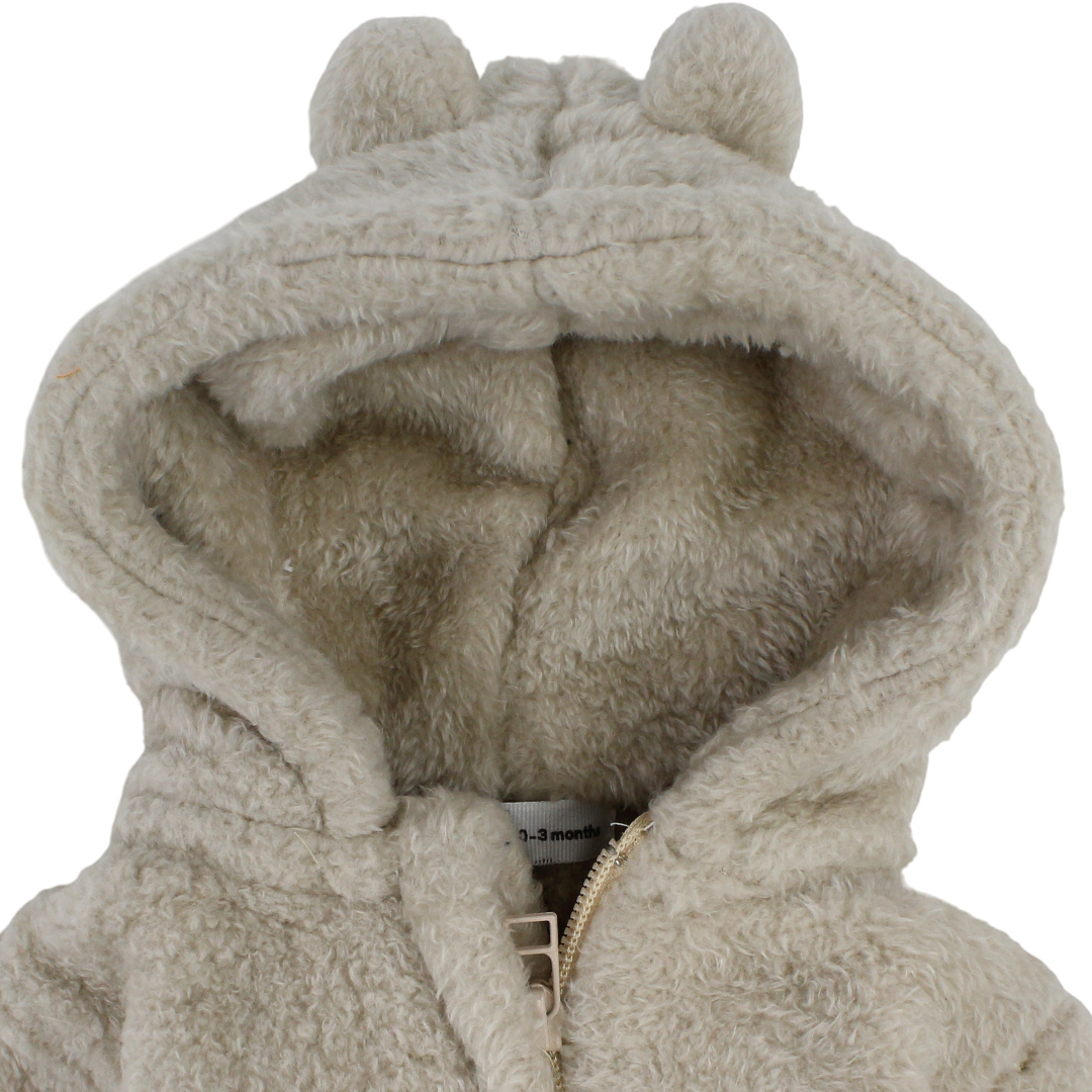 Unisex Baby Fleece Hooded Baby Footie – Beige