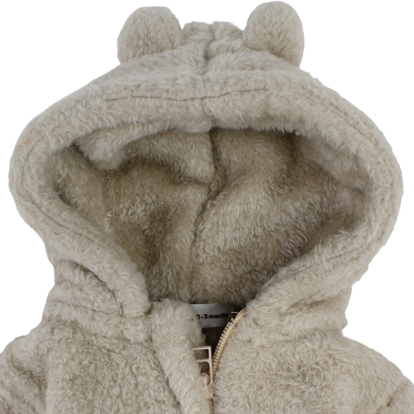 Unisex Baby Fleece Hooded Baby Footie – Beige
