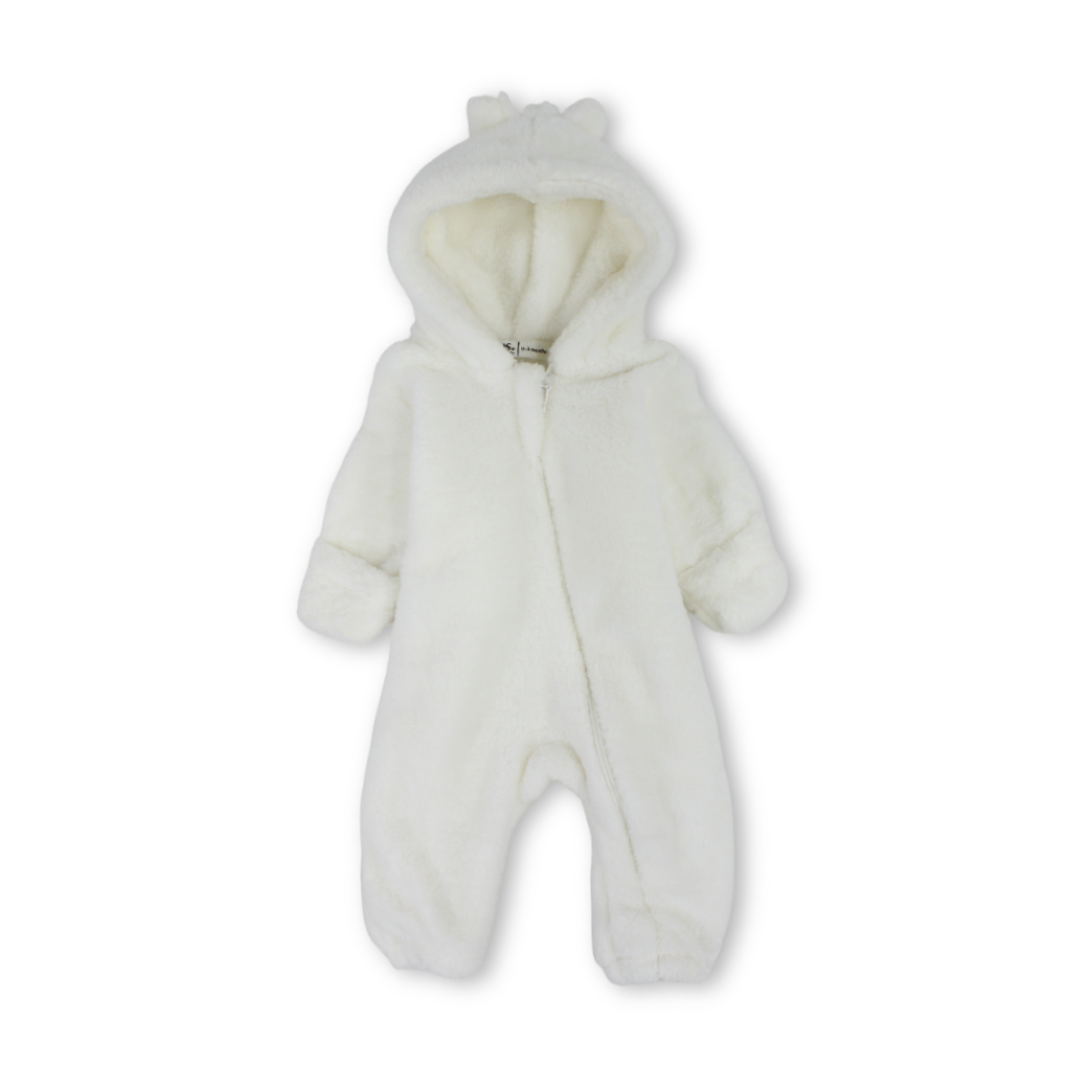 Unisex Baby Fleece Hooded Baby Footie – Off-White