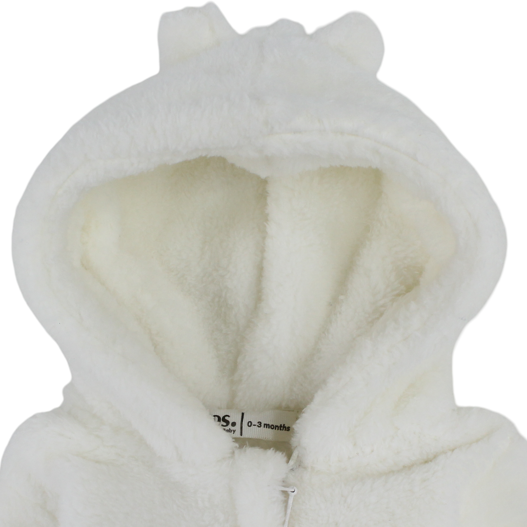 Unisex Baby Fleece Hooded Baby Footie – Off-White