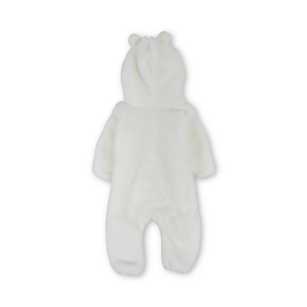 Unisex Baby Fleece Hooded Baby Footie Onesie – Off-White