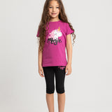 Girls Sleeveless Pajama Set – Fuchsia with Unicorn Print