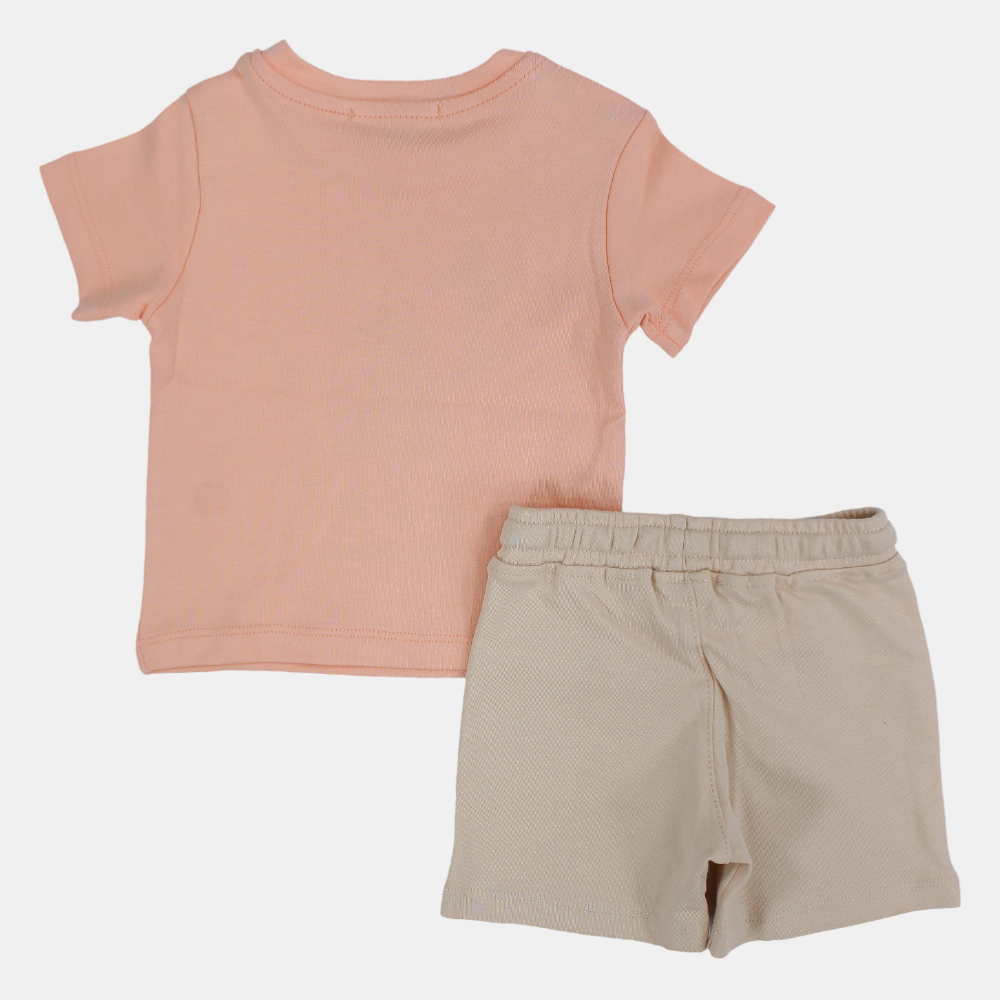 Baby Boys Cotton Pajama Set – Salmon "Love Robots" Print