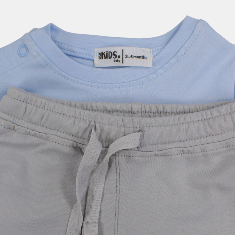 Baby Boys Cotton Pajama Set – Baby Blue "Dream Big" Print