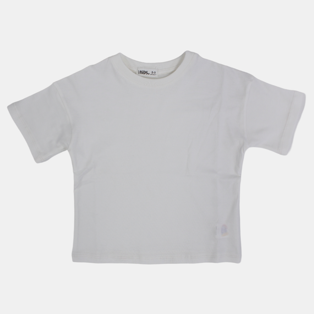Unisex Oversized Short-Sleeved Basic T-Shirt – Plain Off-White