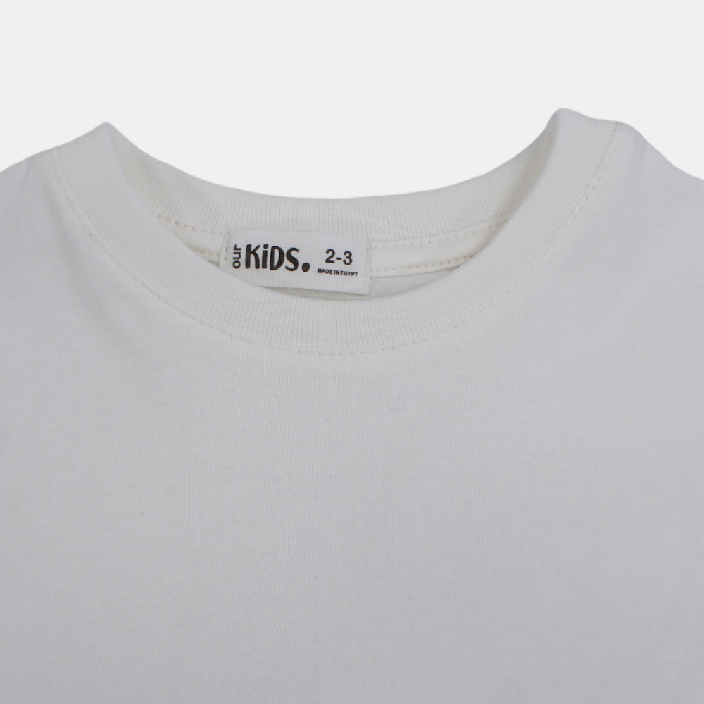 Unisex Oversized Short-Sleeved Basic T-Shirt – Plain Off-White