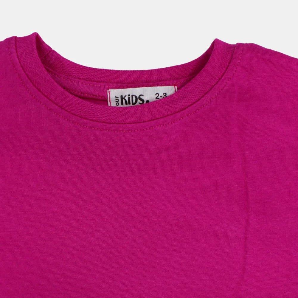 Girls Oversized Short-Sleeved T-Shirt – Plain Fuchsia
