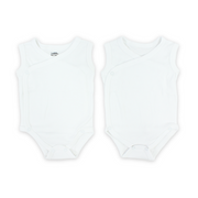 Unisex Baby Cotton Newborn Wrapover Sleeveless Bodysuit – White Pack Of 2