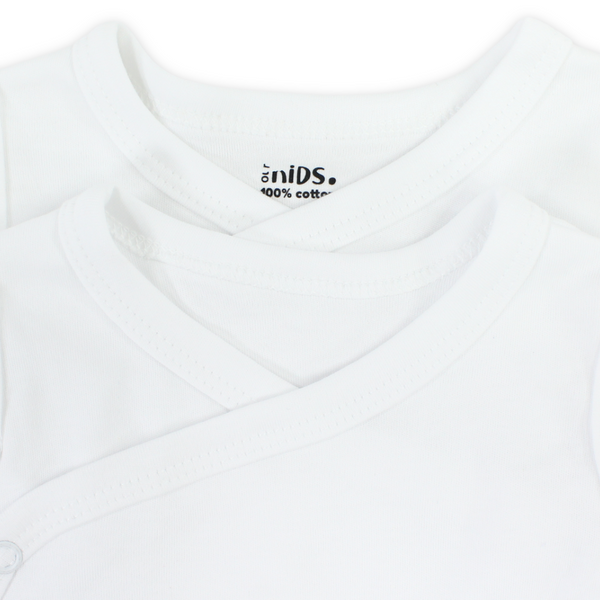 Unisex Baby Cotton Newborn Wrapover Sleeveless Bodysuit – White Pack Of 2