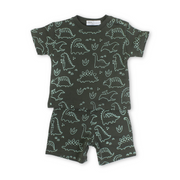 Baby Boys Cotton Pajama – Olive with Dinosaurs Print