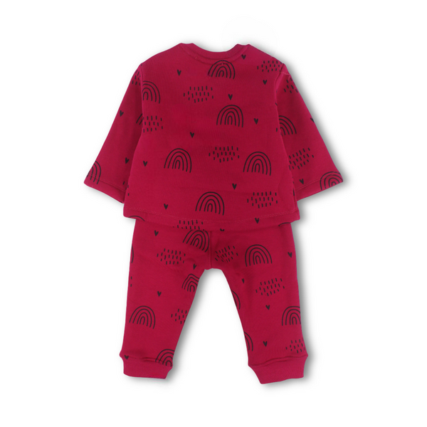 Baby Girls Cotton Pajama – Fuchsia with "Tattle Creamer" Print