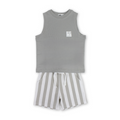 Boys Cotton Sleeveless Pajama – Grey with "Hi" Print