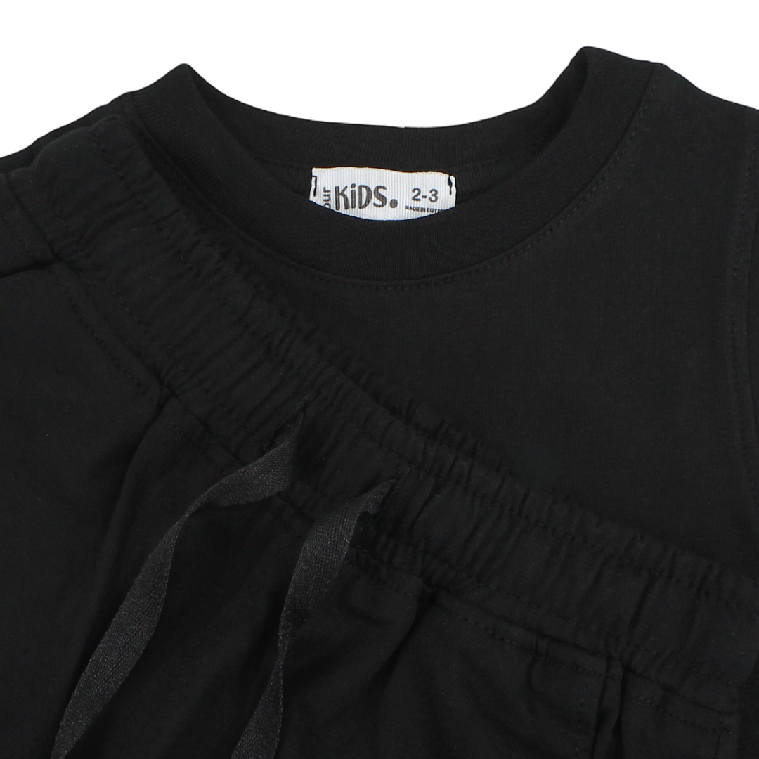 Boys Cotton Sleeveless Pajama – Black with "Fast" Print