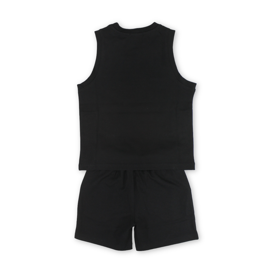 Boys Cotton Sleeveless Pajama – Black with "Fast" Print