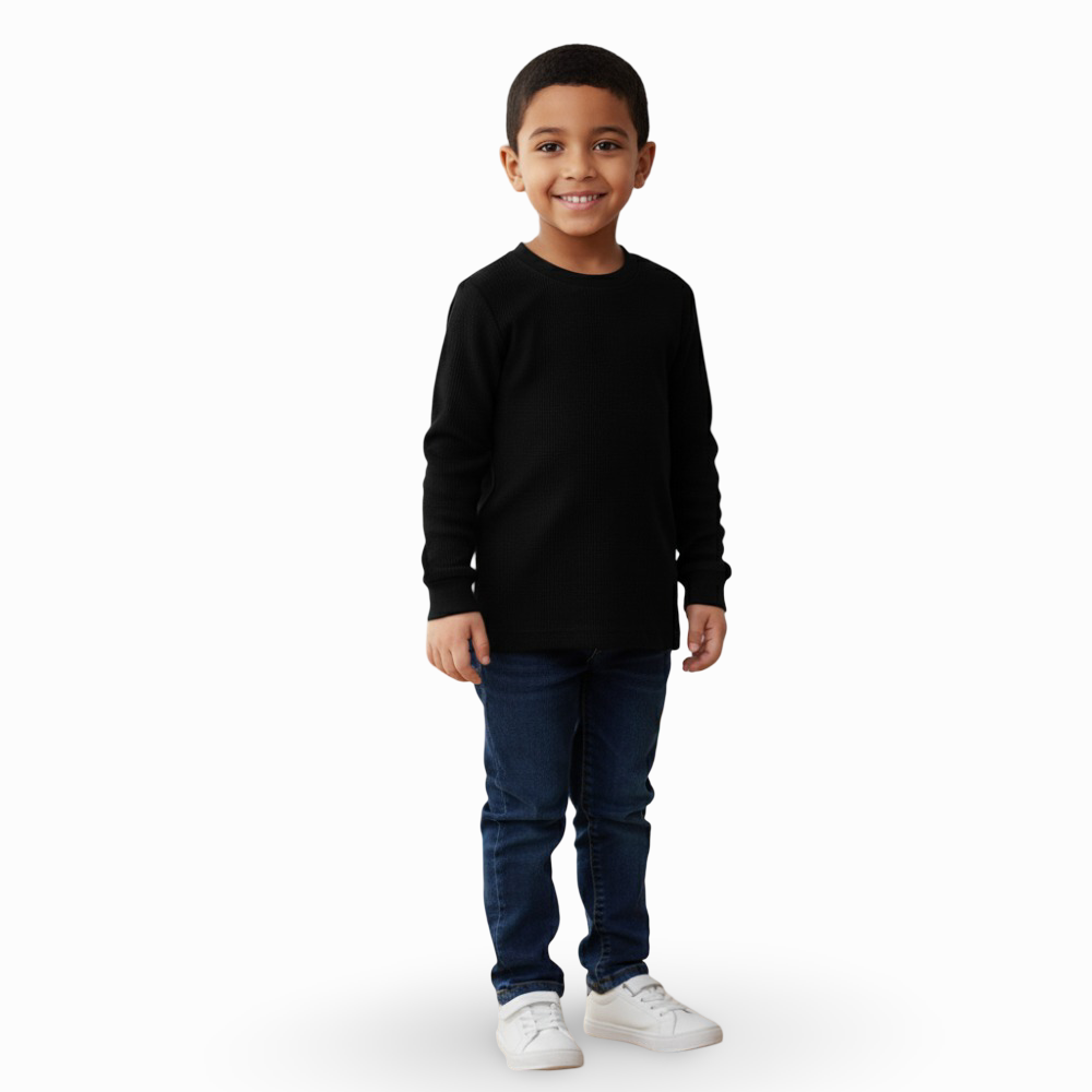 Unisex Ribbed Long-Sleeved Thermal Top – Black (Pack of 2)