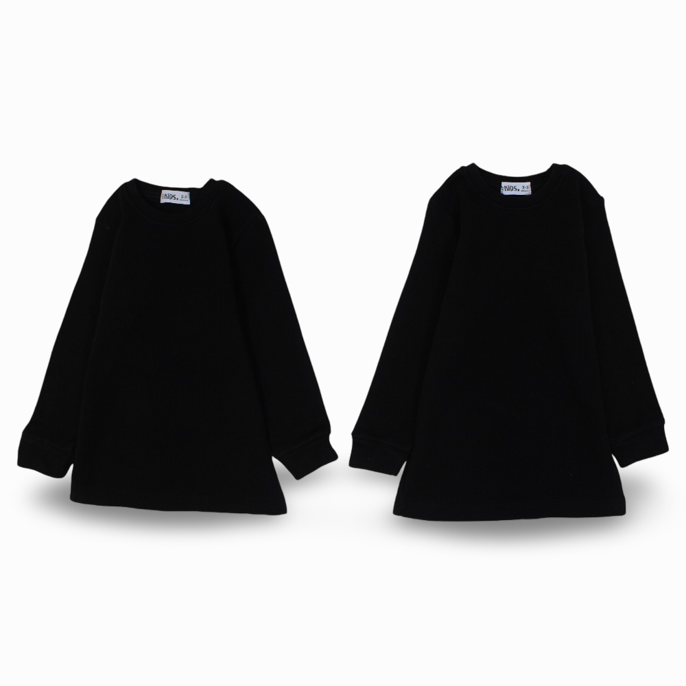 Unisex Ribbed Long-Sleeved Thermal Top – Black (Pack of 2)