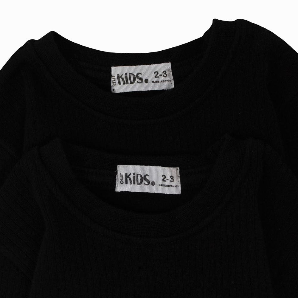 Unisex Ribbed Long-Sleeved Thermal Top – Black (Pack of 2)
