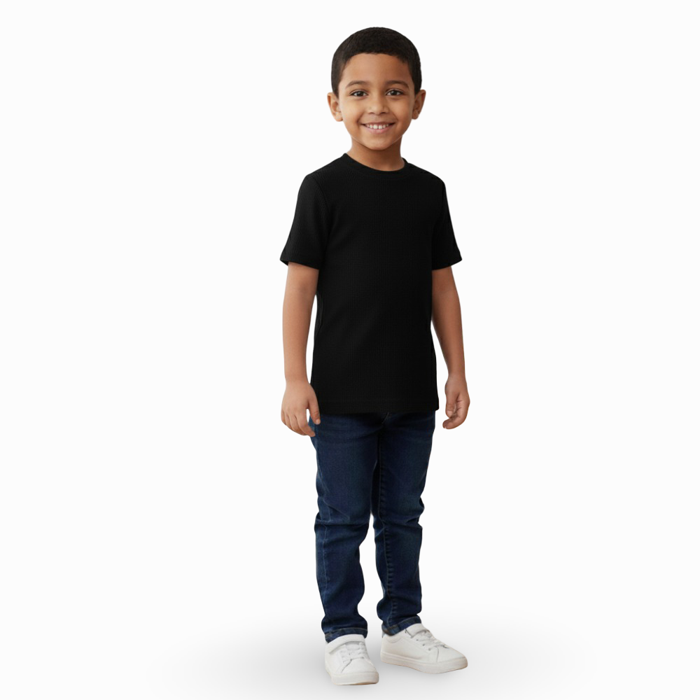 Unisex Ribbed Short-Sleeved Thermal Top – Black (Pack of 2)