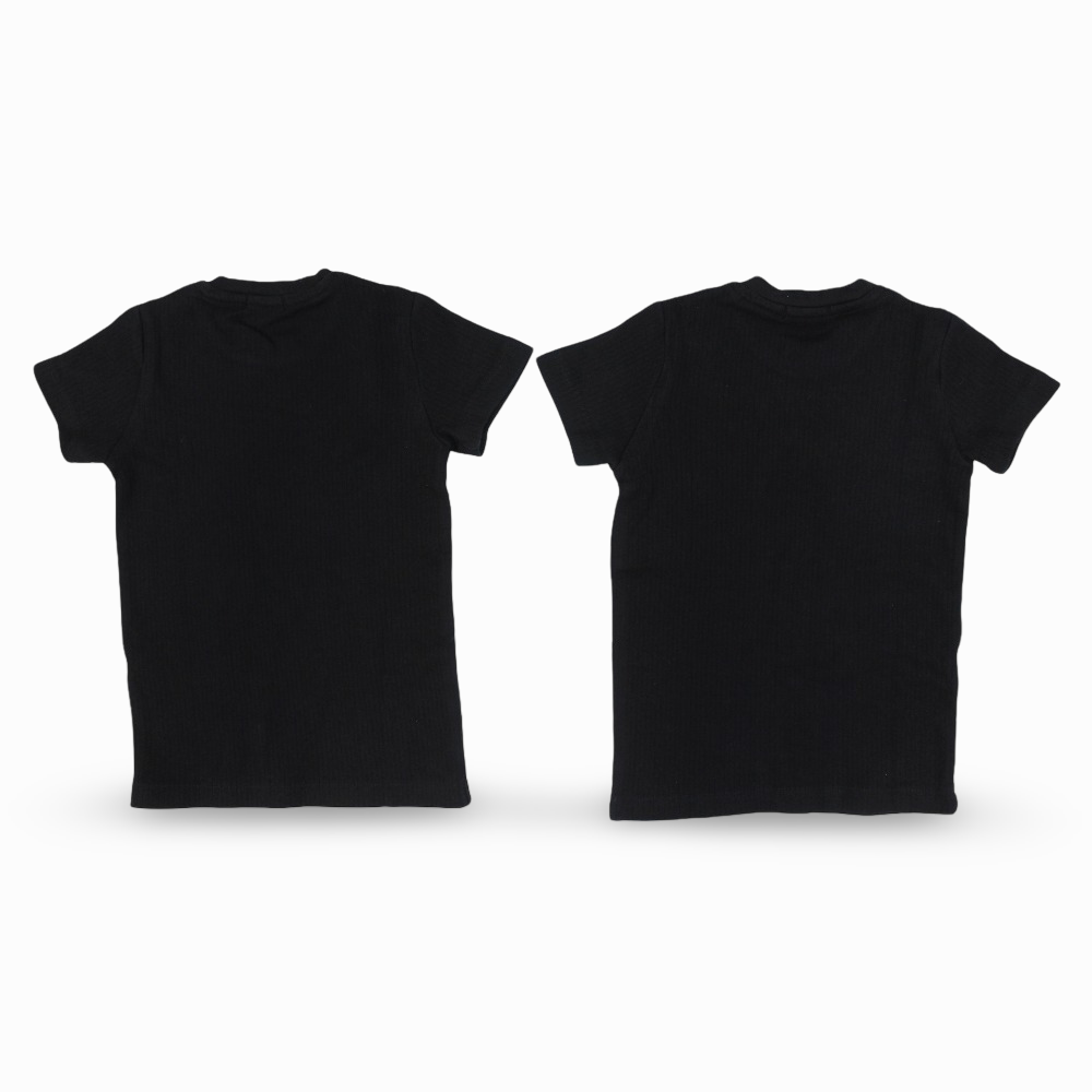 Unisex Ribbed Short-Sleeved Thermal Top – Black (Pack of 2)