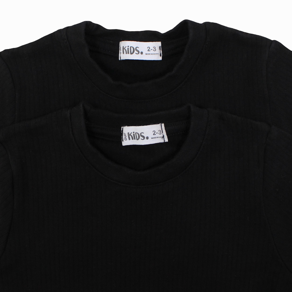 Unisex Ribbed Short-Sleeved Thermal Top – Black (Pack of 2)