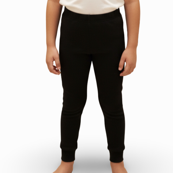 Unisex Ribbed Thermal Pants – Black (Pack of 2)