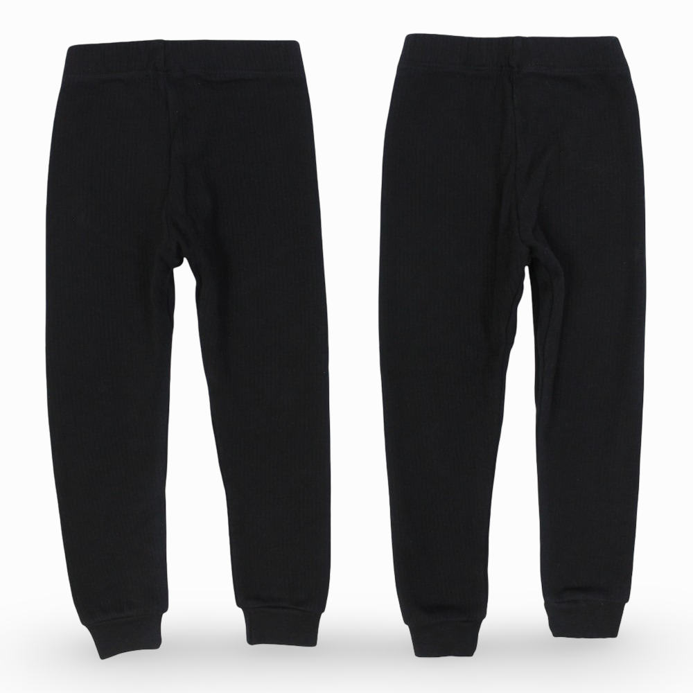 Unisex Ribbed Thermal Pants – Black (Pack of 2)