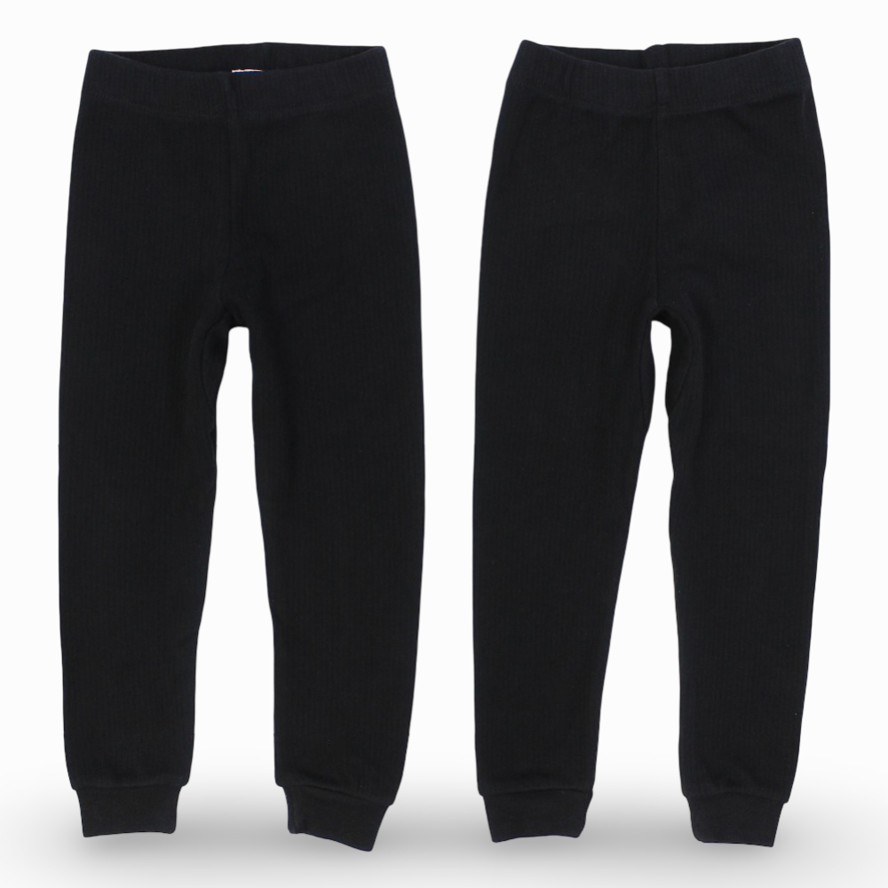 Unisex Ribbed Thermal Pants – Black (Pack of 2)