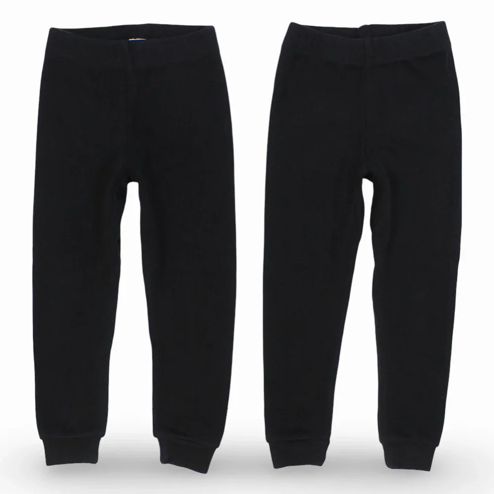 Pack of 2 – Unisex Ribbed Thermal Pants Black - Clothing - Ourkids