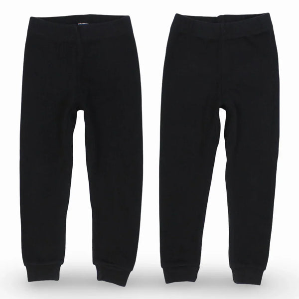 Pack of 2 – Unisex Ribbed Thermal Pants Black - Clothing - Ourkids