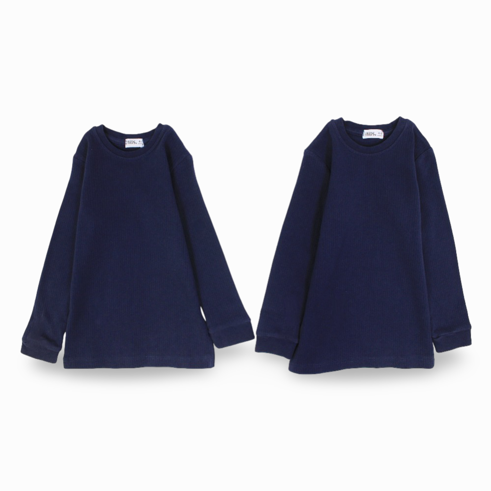 Unisex Ribbed Long-Sleeved Thermal Top – Navy (Pack of 2)