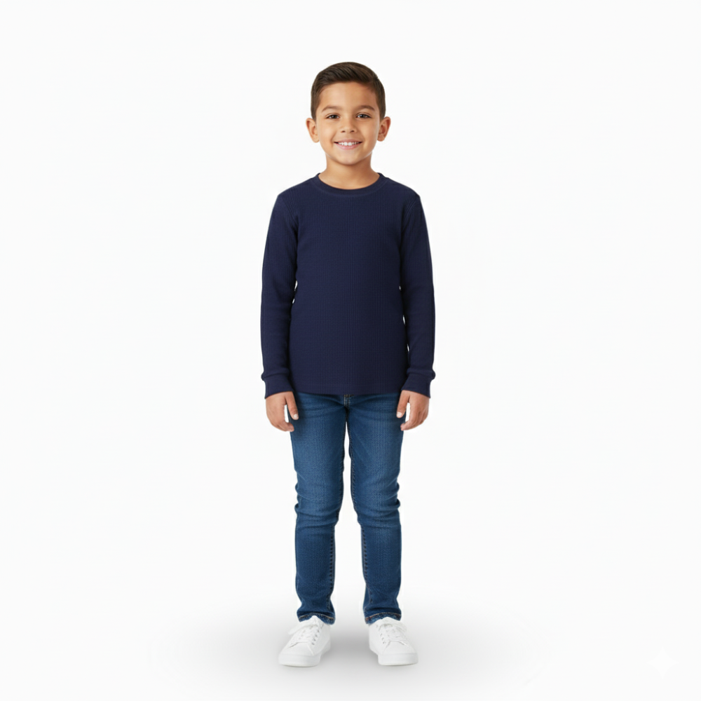 Pack of 2 – Unisex Ribbed Long-Sleeved Thermal Top Navy