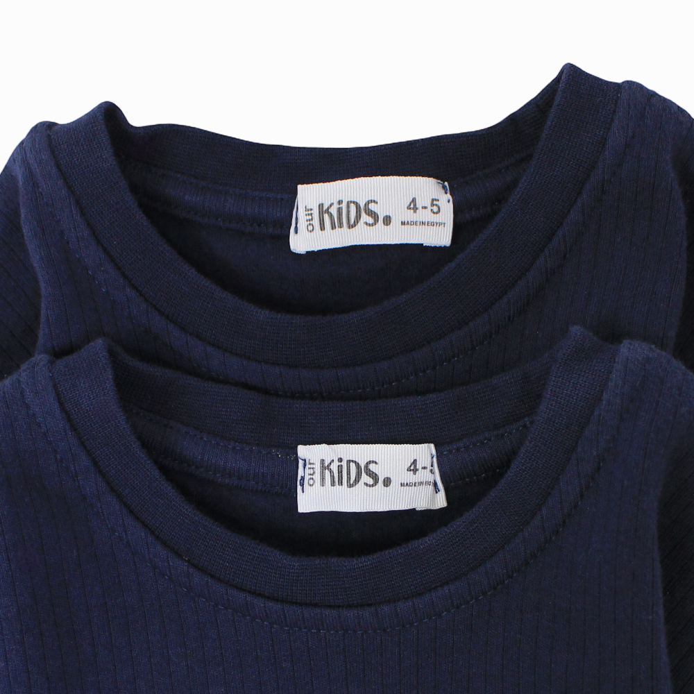 Unisex Ribbed Long-Sleeved Thermal Top – Navy (Pack of 2)