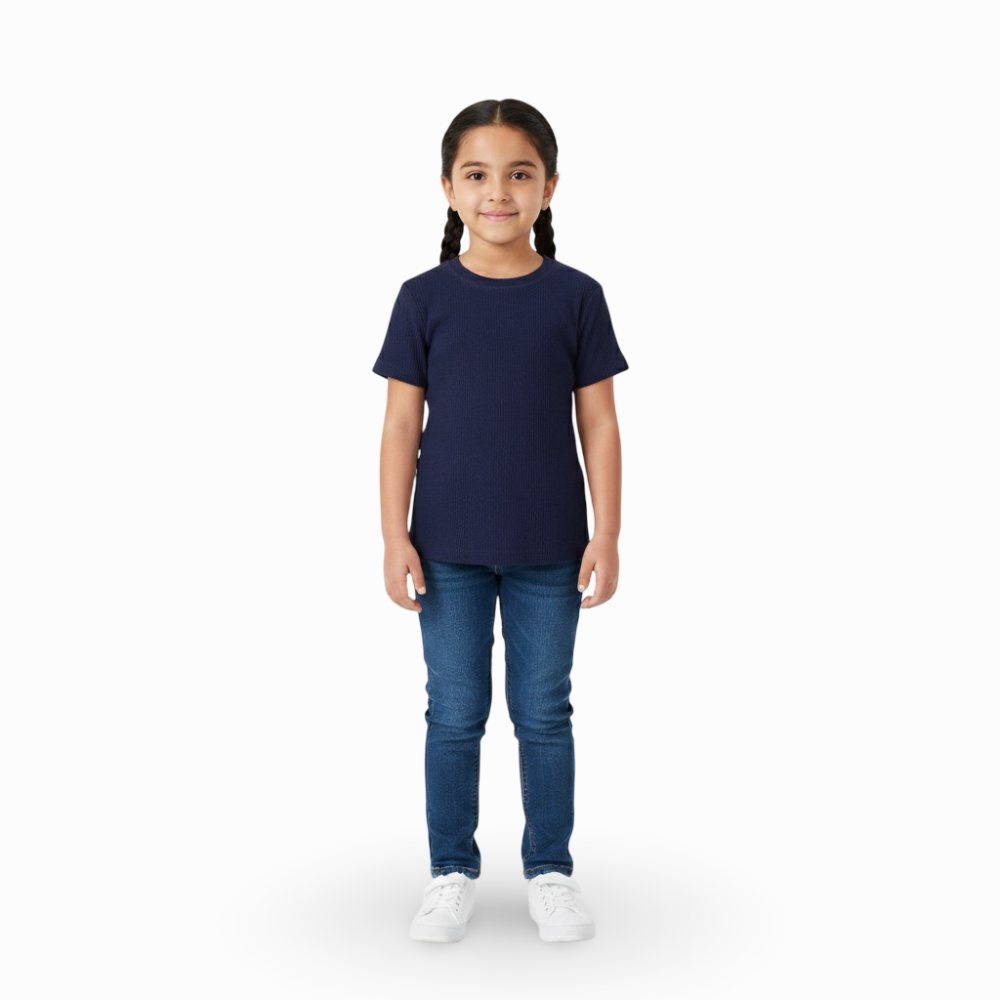 Unisex Ribbed Short-Sleeved Thermal Top – Navy (Pack of 2)