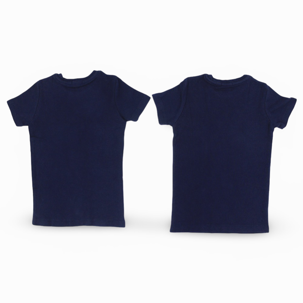 Unisex Ribbed Short-Sleeved Thermal Top – Navy (Pack of 2)