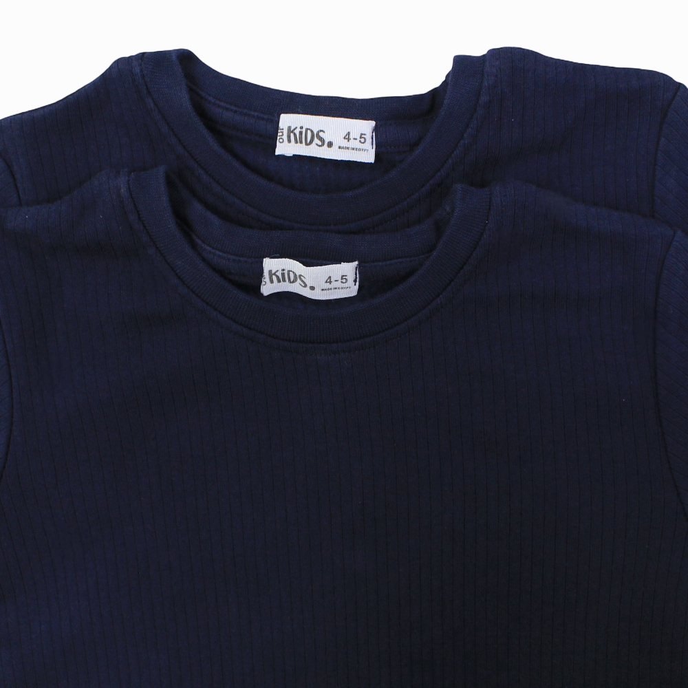 Unisex Ribbed Short-Sleeved Thermal Top – Navy (Pack of 2)
