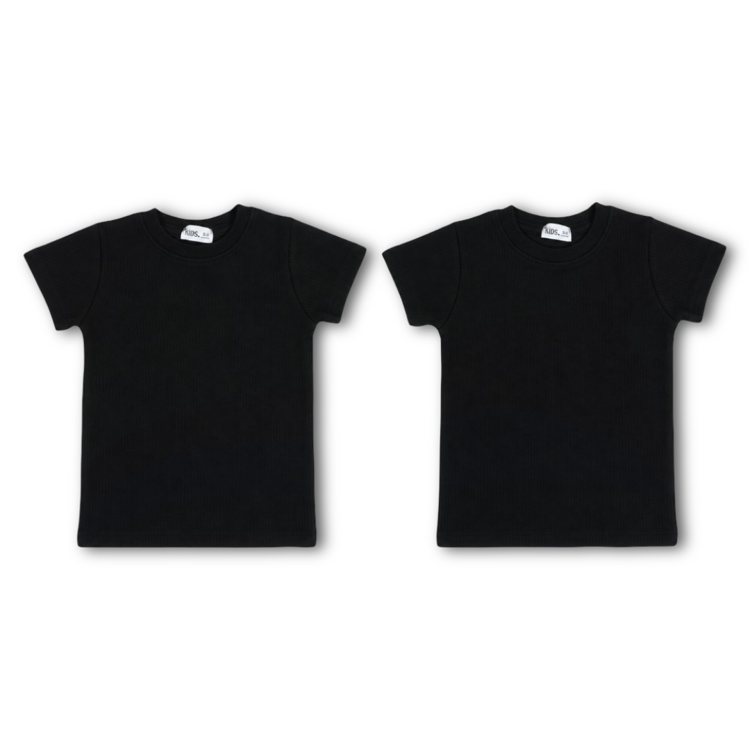 Unisex Cotton Long-Sleeved Ribbed Thermal Top – Black (Pack Of 2)