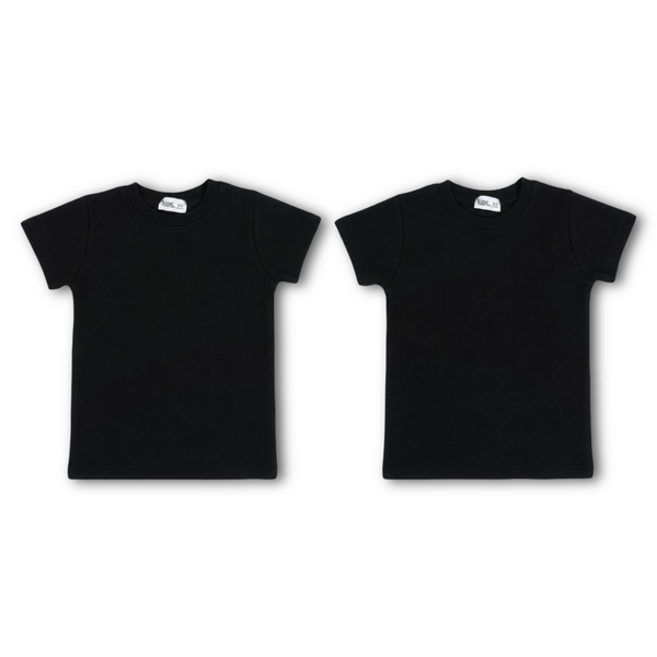 Unisex Cotton Long-Sleeved Ribbed Thermal Top – Black (Pack Of 2)