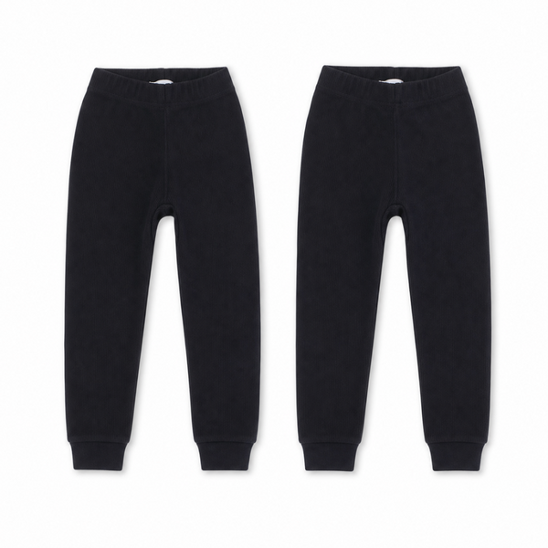 Unisex Cotton Ribbed Thermal Pants – Black (Pack Of 2)