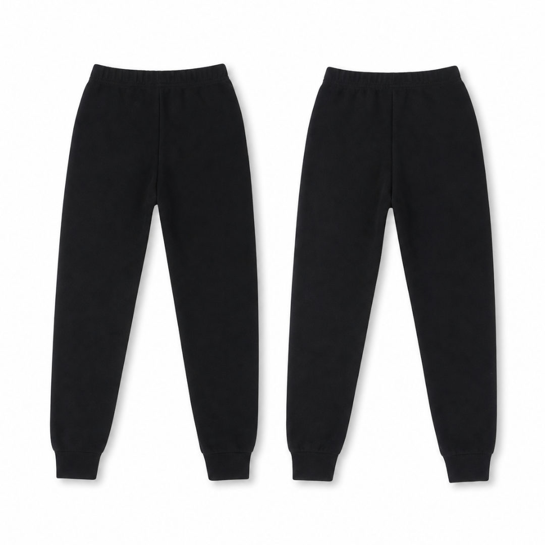 Unisex Cotton Ribbed Thermal Pants – Black (Pack Of 2)