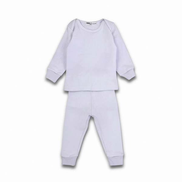 Unisex Baby Cotton Long-Sleeved Thermal Set – White