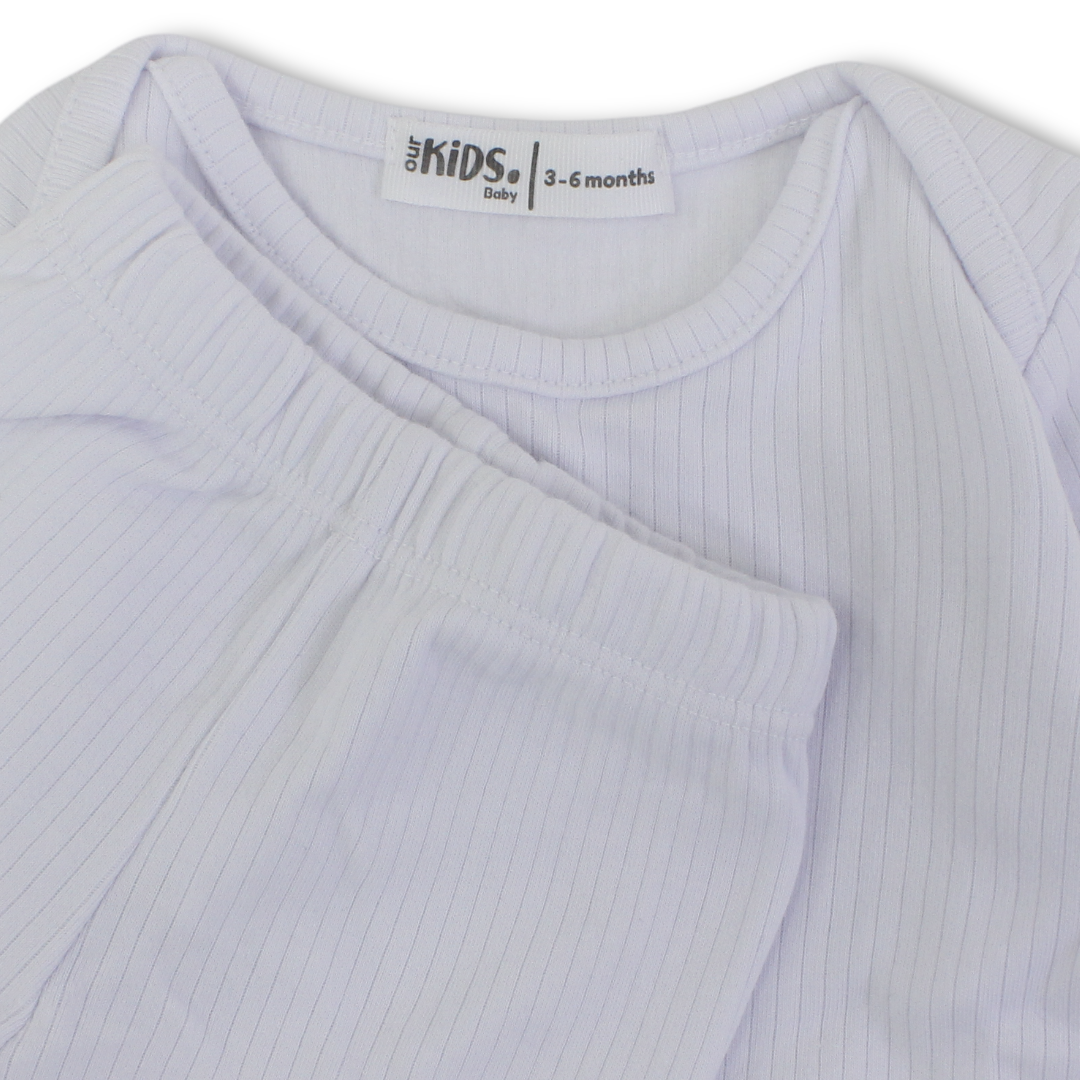 Unisex Cotton Long-Sleeved Thermal Set – White