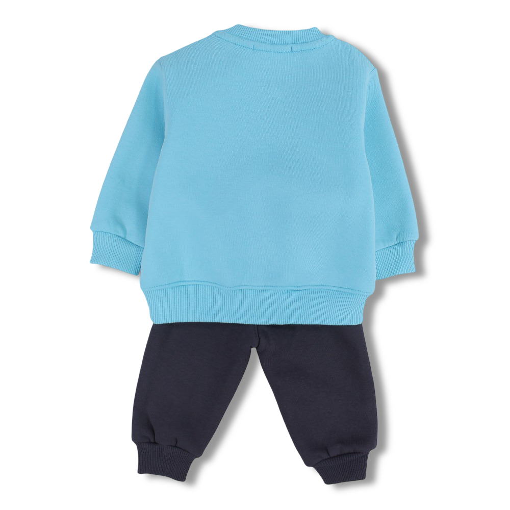 Baby Boys Cotton Pajama Set – Aqua/Navy with “Little Pirate” Octopus Design