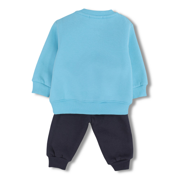 Baby Boys Cotton Pajama Set – Aqua/Navy with “Little Pirate” Octopus Design