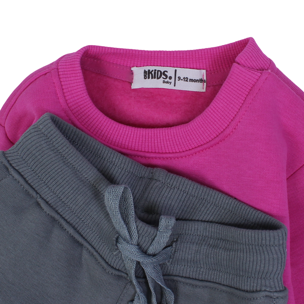 Baby Girls Cotton Pajama Set – Fuchsia with Bunny Design