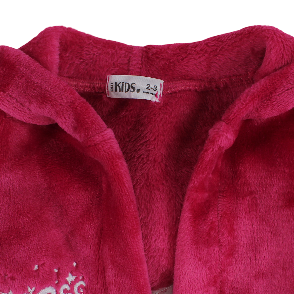 Girls Velvet Robe – Fuchsia with “Princess” Design