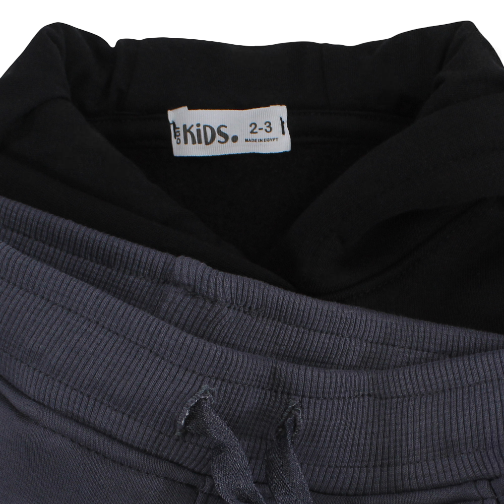 Boys Cotton Hooded Pajama Set – Black with “Kick Hard” Football Design