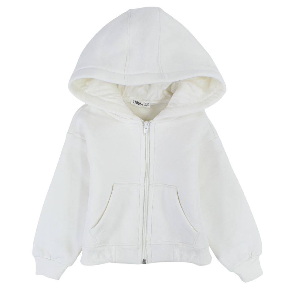 Unisex Long-Sleeved Zip-Up Hoodie – Off-White