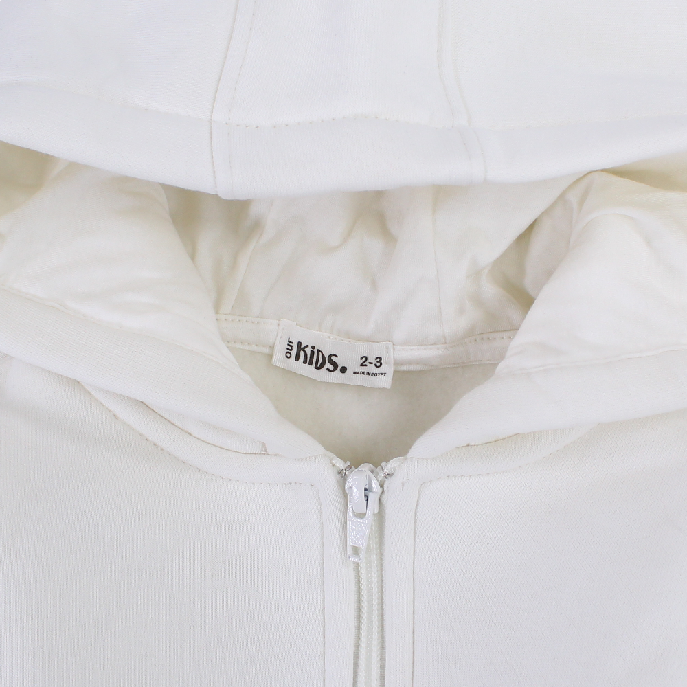 Unisex Long-Sleeved Zip-Up Hoodie – Off-White
