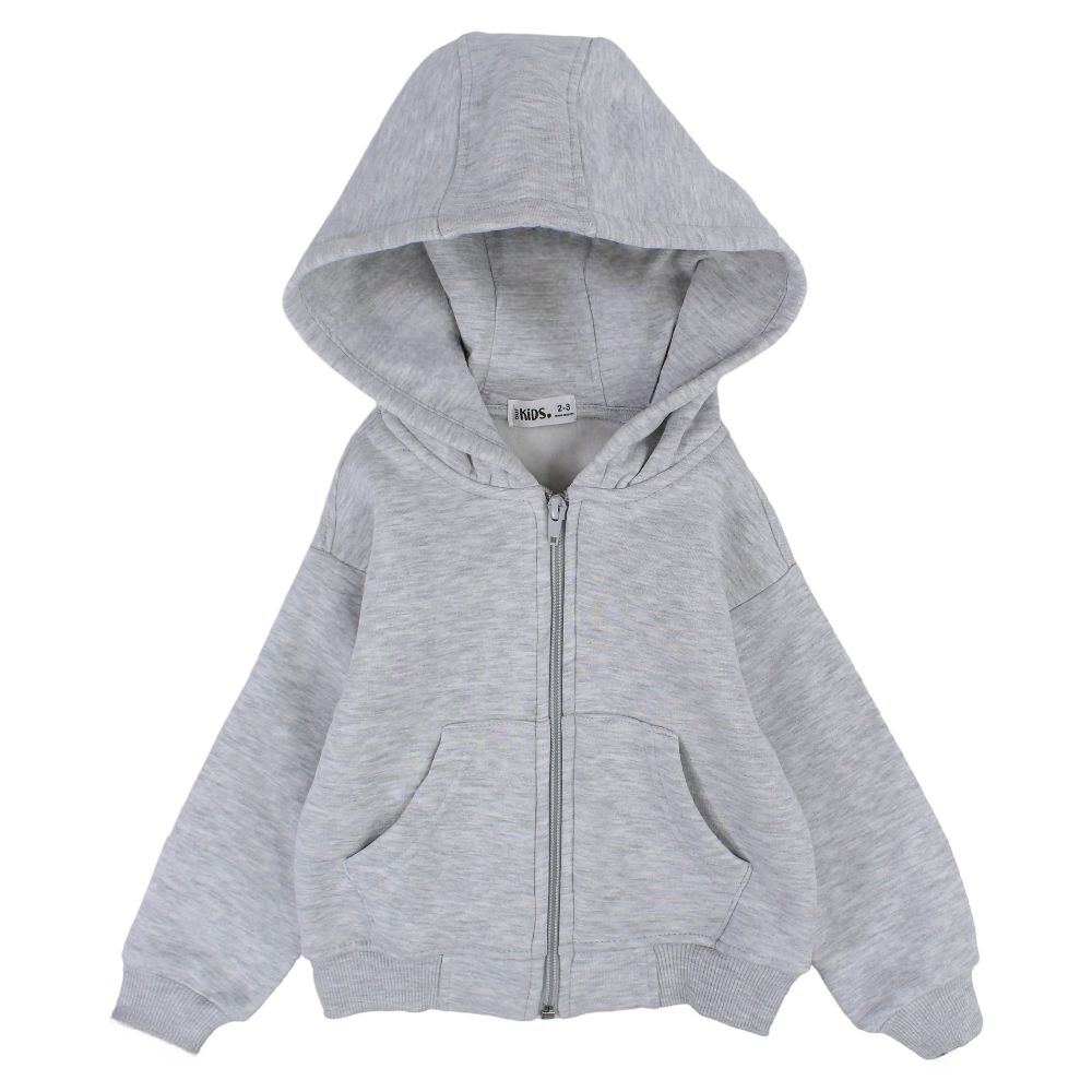Unisex Long-Sleeved Zip-Up Hoodie – Grey