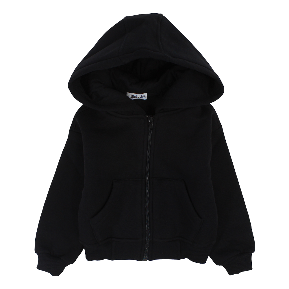 Unisex Long-Sleeved Zip-Up Hoodie – Black